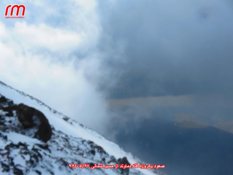 قله دماوند مسیر شمالی - نمایی از حرکت طوفان در مسیر